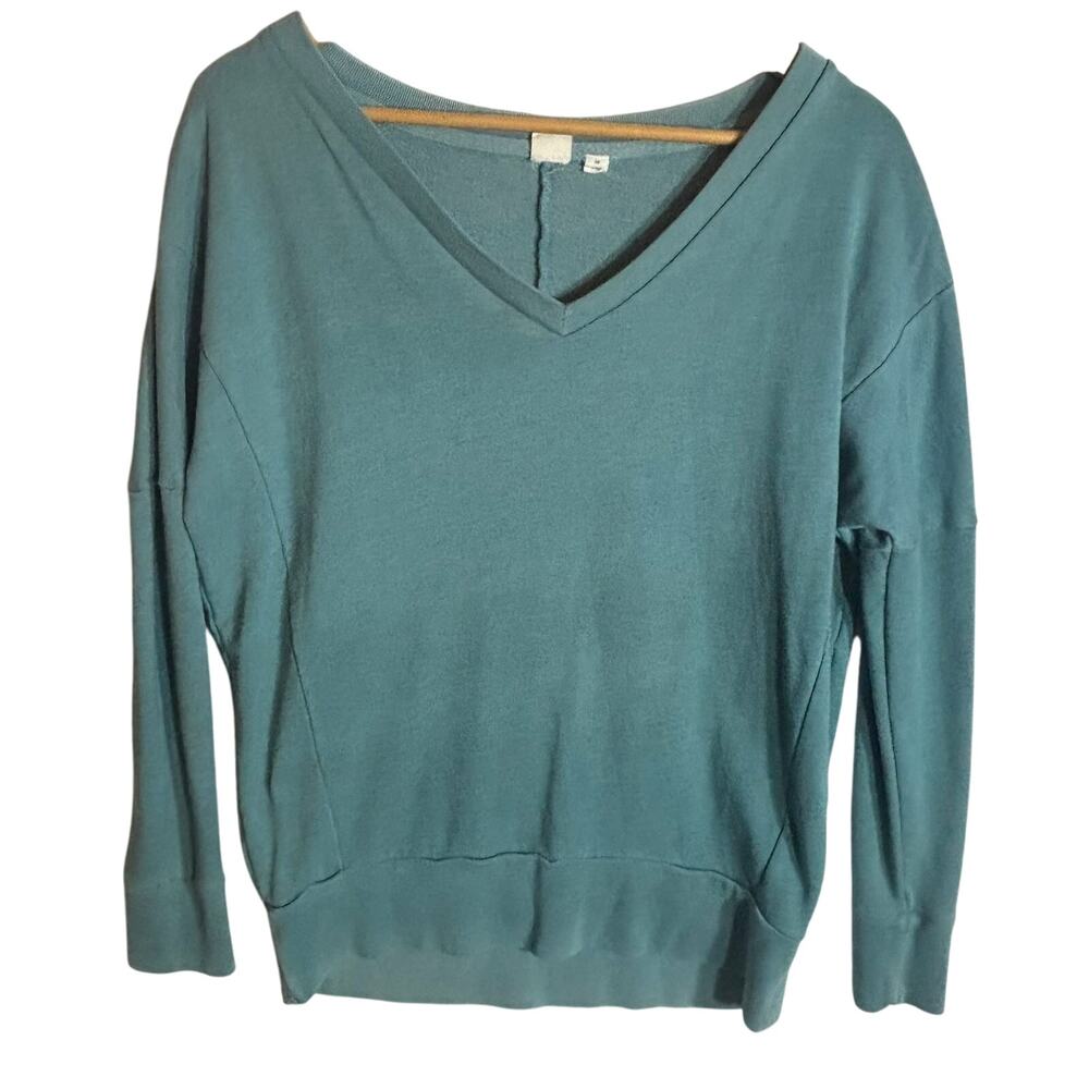 Gap Women's Sweatshirt Light Teal Blue V Neck Pull Over Long Sleeve Sz XS